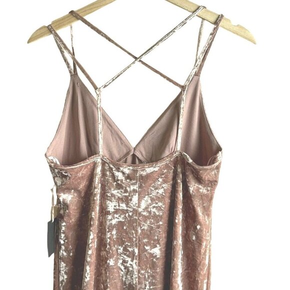 Forever 21 Women M Crushed Velvet Slip Dress Blush Pink Crisscross Back Cocktail - Picture 4 of 8